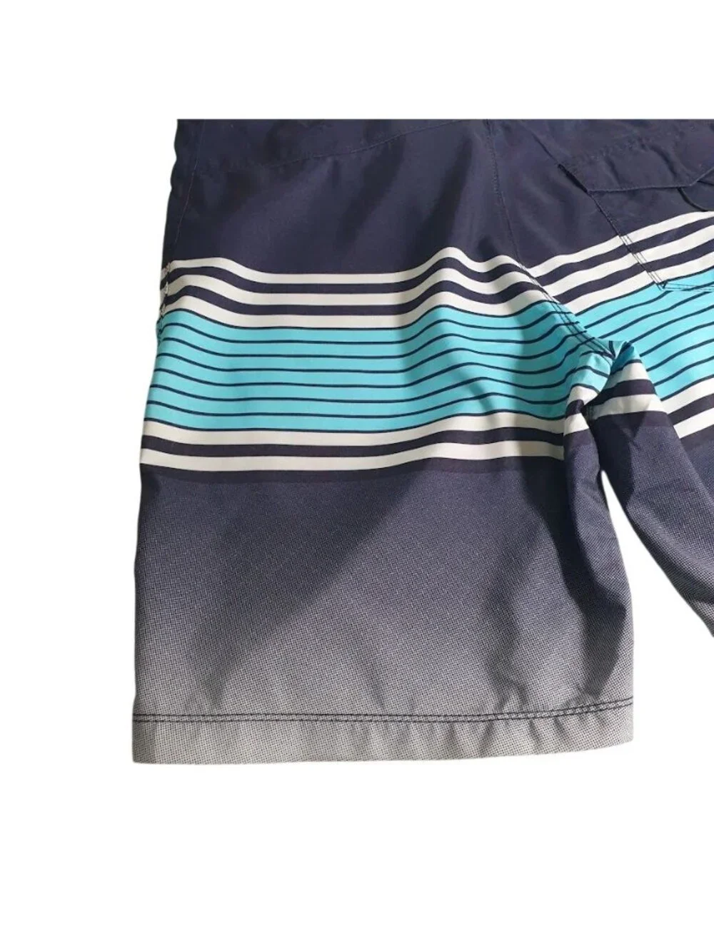 Hurley Mens Board Shorts Surf Swimwear Front Drawstring Pocket Striped Blue Grey